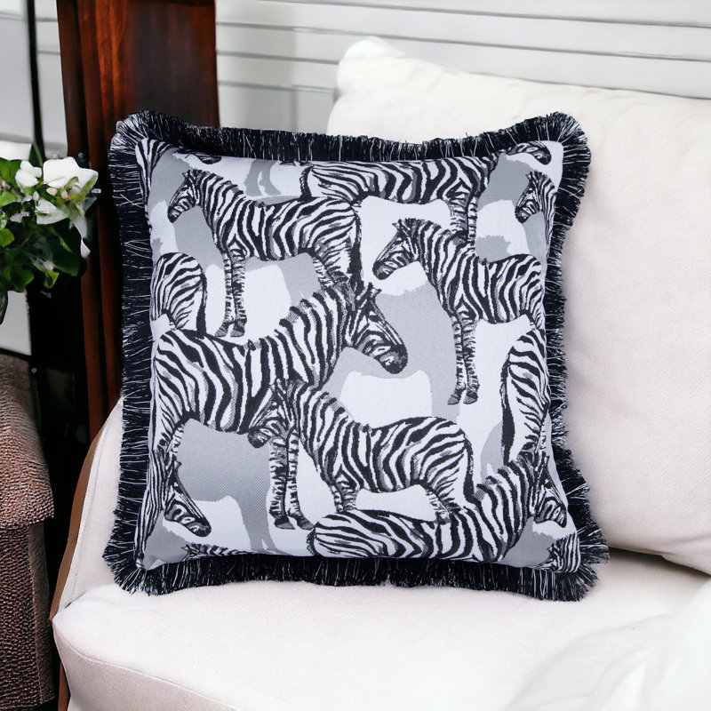 Housse de coussin réversible à imprimé animal
