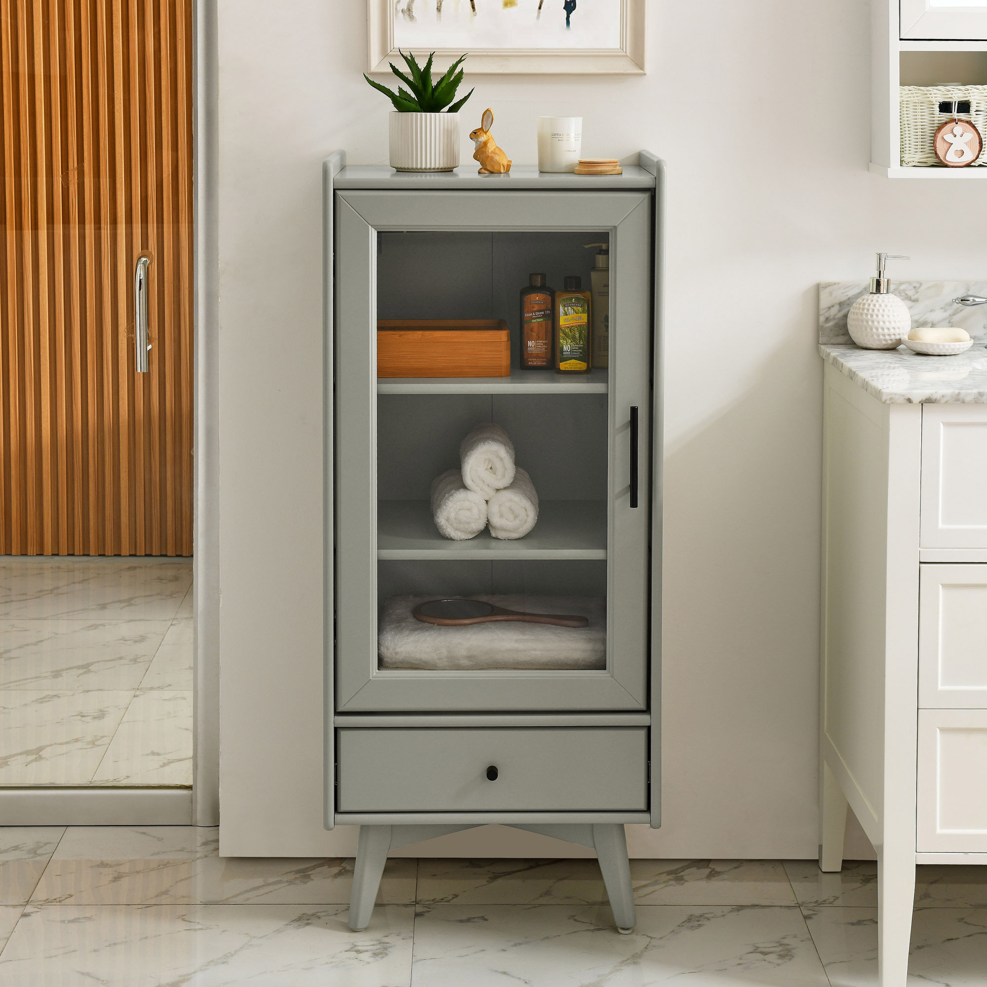 George Oliver Jainy Bathroom Storage Cabinet Floor Standing Cabinet ...