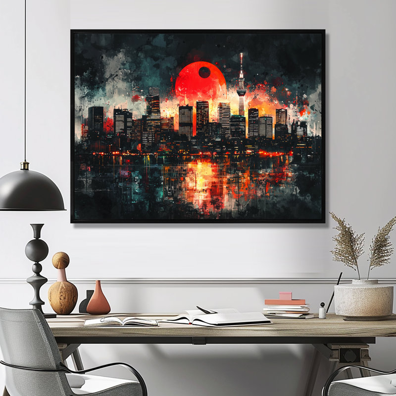 Jabrill - Landscapes Large Wall Art, 30" H x 40" W, Avec cadre, Black