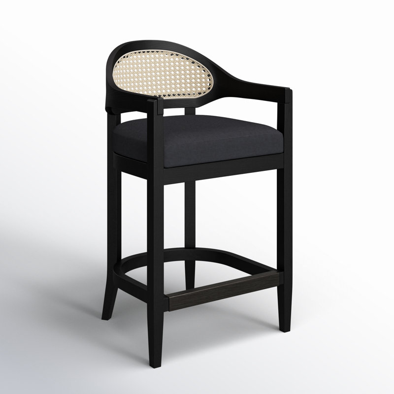 Tabouret Copley, Tissu natté noir de jais, Tabouret de comptoir (siège d'une hauteur de 26 p