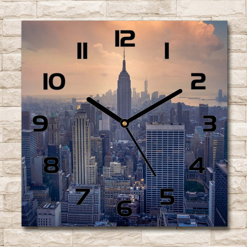 Ilioara Glass Wall Clock, Black/Blue/Beige