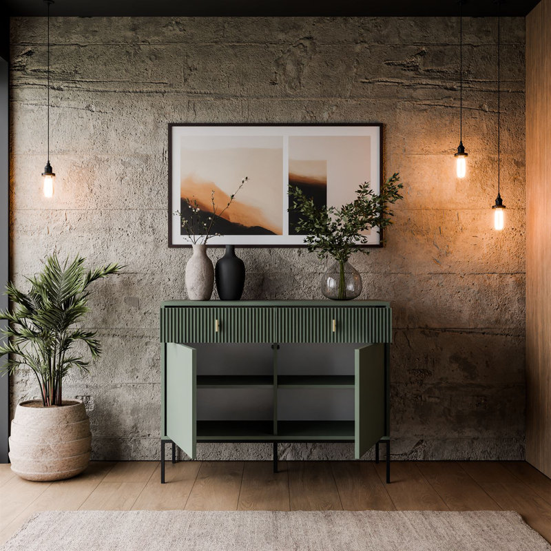 MIDNIGHT 104cm Sideboard, Black/Smoke Green