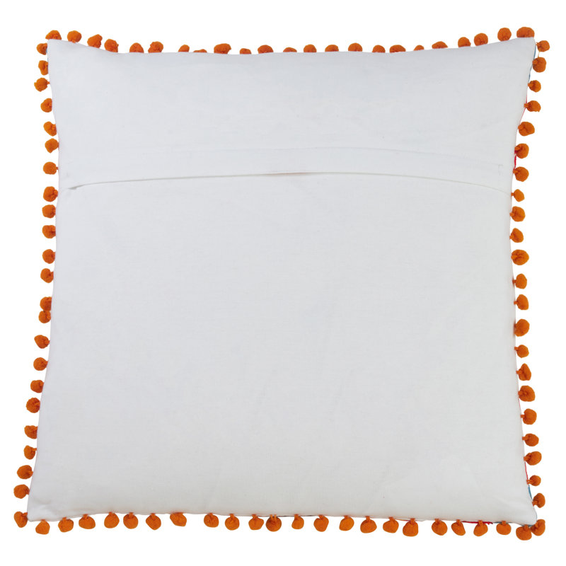 White 18" Square Sugar Skull Embroidered Pillow Cover