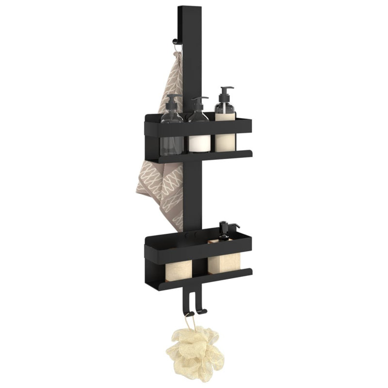 Freestanding Stainless Steel Shower Shelf, Matte Black