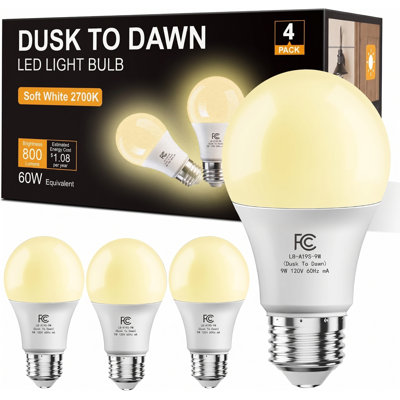 60-watt Equivalent A19 E26 Base Dusk To Down Sensor Led Light Bulb 2700k Soft White (6-pack)