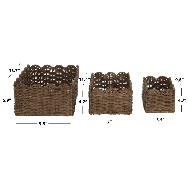 Ensemble de 3 paniers festonnés Erna, Brun