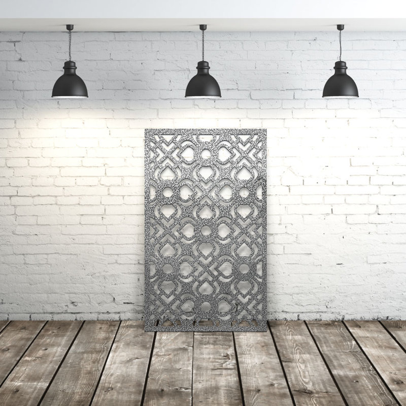 Panneau d'intimité en aluminium découpé au laser Celtic Flower Style 2, L 24 po x H 60 po, Noir Sandtex