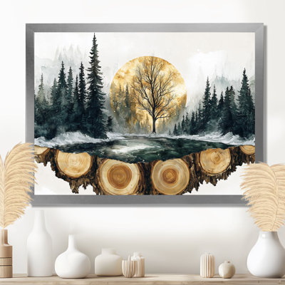 «Winter Tree In Ink Geode Landscape IV», art mural forêt pour le salon