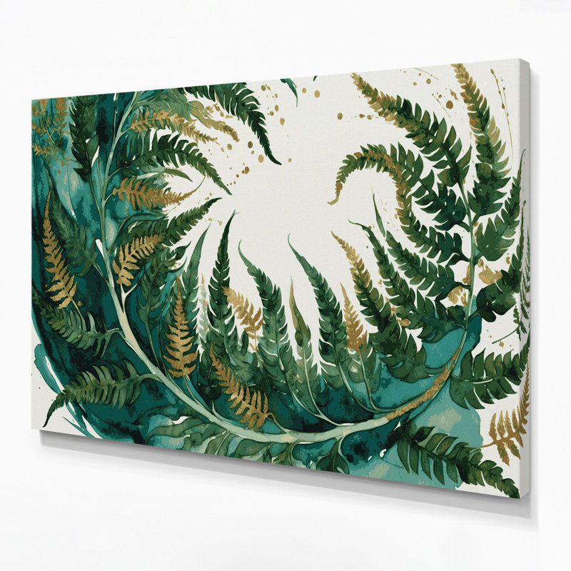 Art sur toile vert, motifs de fougères hawaïennes, H 11 po x l 14 po