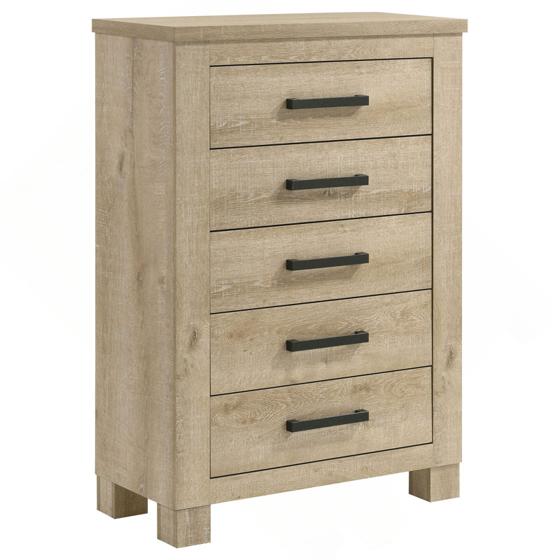 Commode 5 tiroirs en chêne vieilli