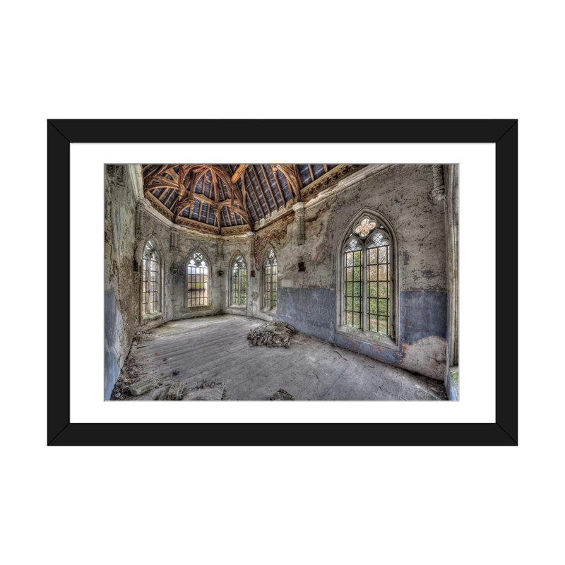 « chateau hogemeyer », reproduction de photo sur toile, H 24 po x l 32 po x P 1 po, Papier d'art encadré noir, Blanc