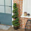 HOMCOM Decorative Artificial Plants Boxwood Spiral Topiary Set of 2 115cm