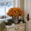12 bouquets de fleurs d'eucalyptus artificiels - plantes simulées - orange grand teint