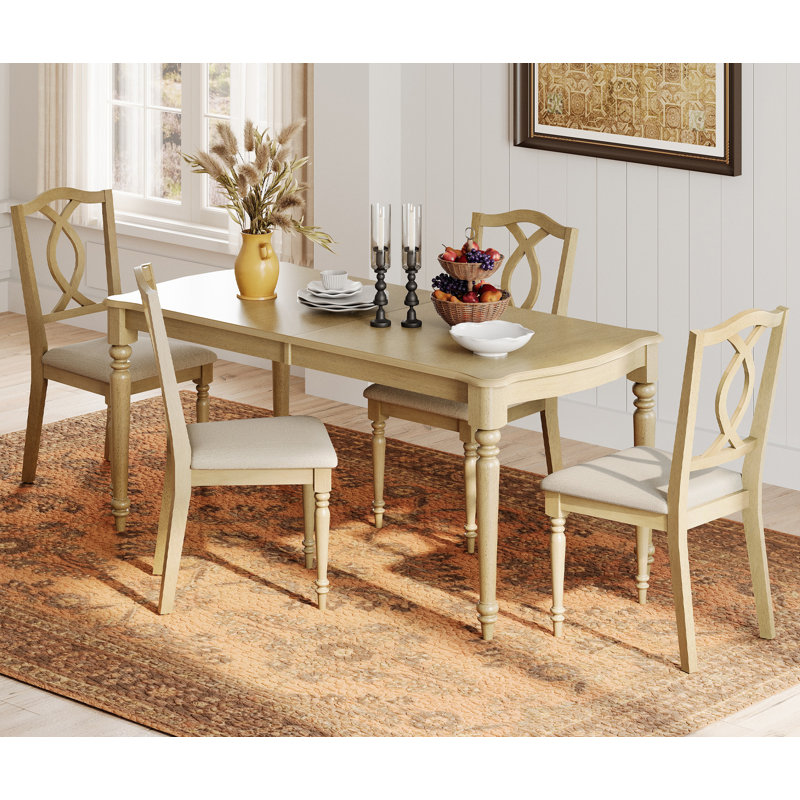 Set Of 6 Dining Chairs With Cross-Back & Upholstered Seat, Oak, 4
