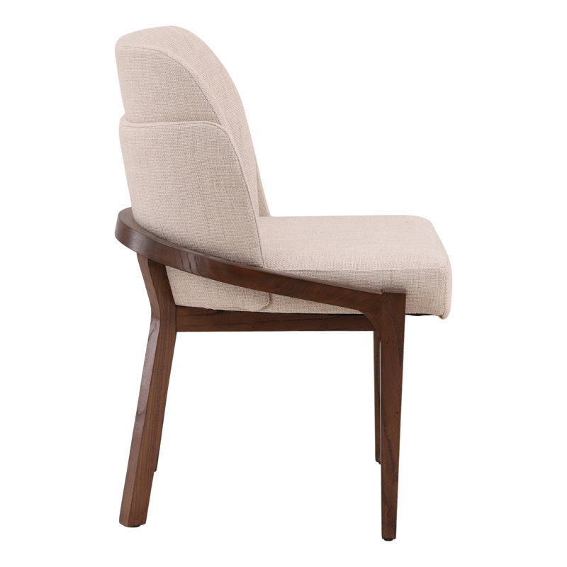Jacquelyn Elm Upholstered Dining Chair, Off-white, Brown, Beige