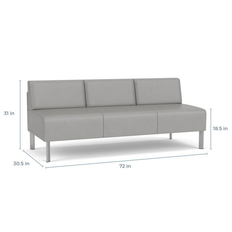 Canapé sans accoudoirs Luxe Lounge, Acier argent, Archétype amiral / encre de Modène