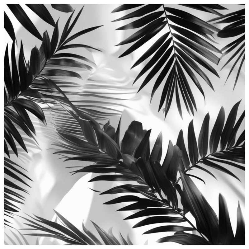 Couvertures à motif de feuilles de palmier, L 60 po x H 80 po, Noir blanc