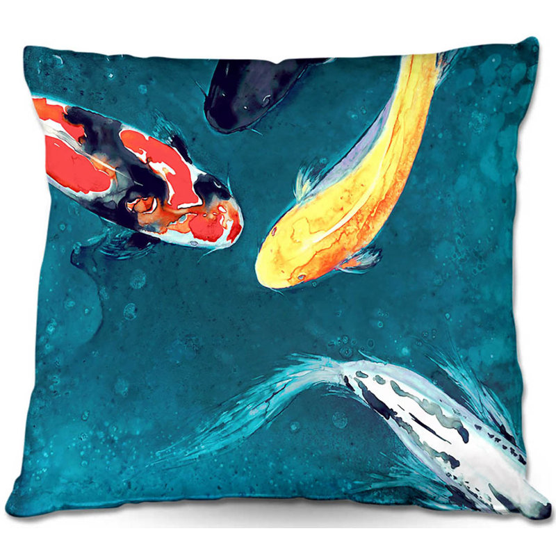 Coussin décoratif poisson koi ballet canapé water, 16 po x 1 po