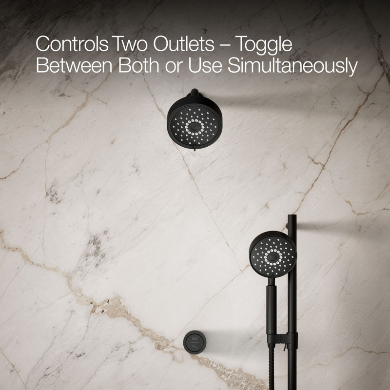 DTV Mode™ Dual-Outlet Shower Interface with Eco-Mode Diverter, Without Eco-Mode Diverter, Matte Black