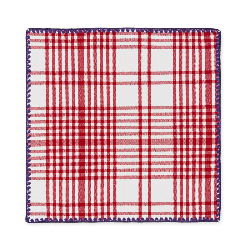 Trattoria Cotton Blend Square Napkin, Red/Purple/White