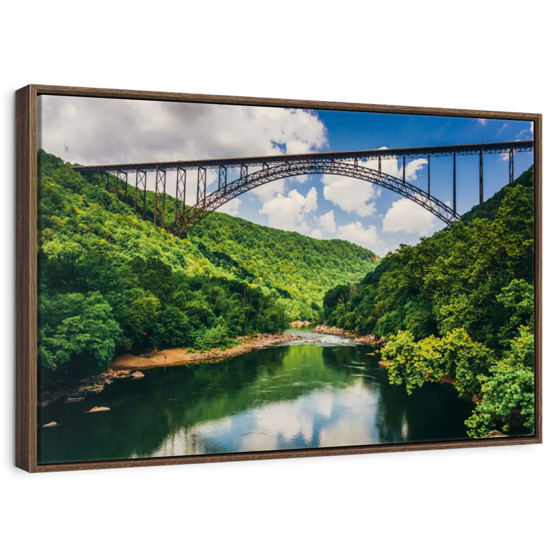Pont New River Gorge, 37 po x 25 po, Cadre flottant noyer