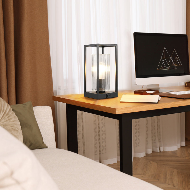 Lampe de table à commande tactile à intensité variable avec ports USB-C et USB-A, luminosité à 3 niveaux - ampoule à intensité variable 3000K incluse