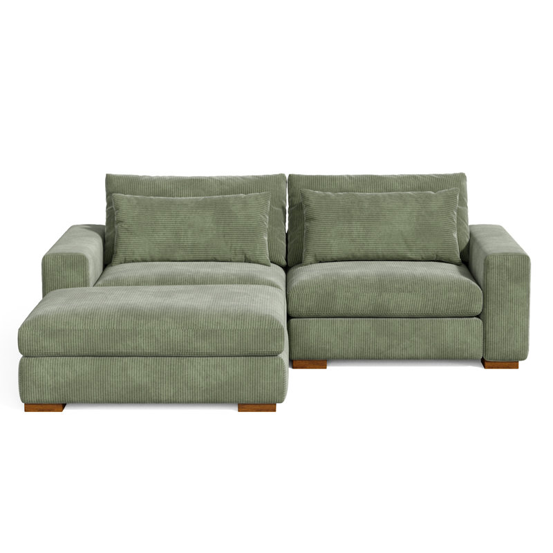 Belrose 89'' Recessed Arms Modular, Green Corduroy