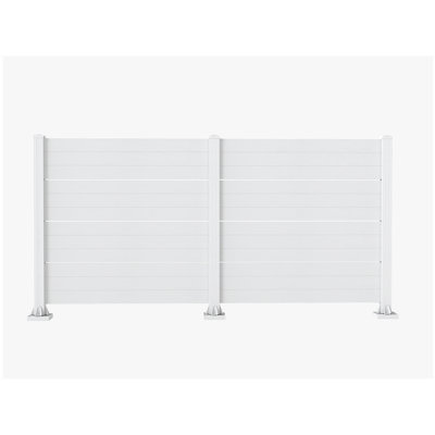 50" W x 49" H Outdoor Privacy Screen, Air Conditioner Fence, All-Weather Vinyl Privacy Fence Screens with Aluminum Posts, 2 Panels, White