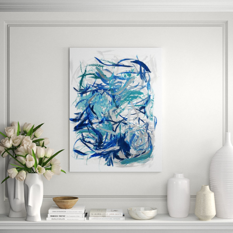 Blue Rising I Painting by Fern Cassidy, 32" H x 24" W, Glass Coat