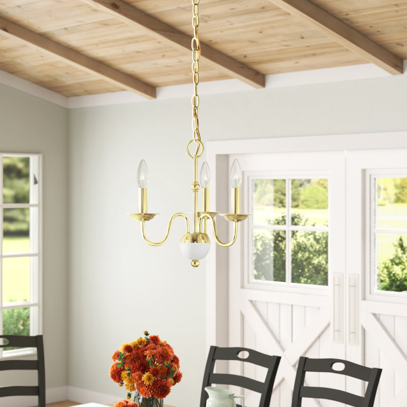 Seiling 3 - Light Classic / Traditional Chandelier, Polished Brass w/ White Accent