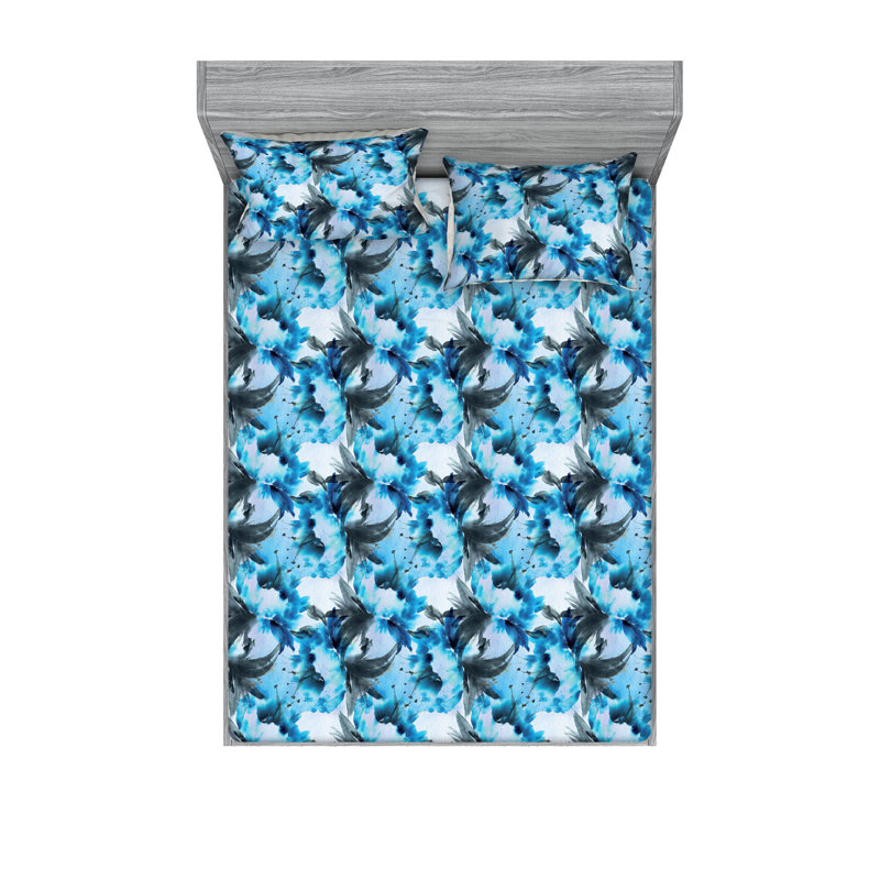 Drap-housse et taies décoratives 3 pièces Ambesonne, Ensemble de draps pour grand lit avec 2 taies d'or