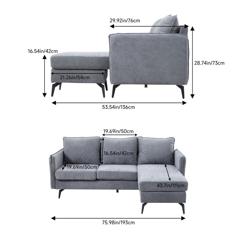3 Seater Linen Sofa, Grey