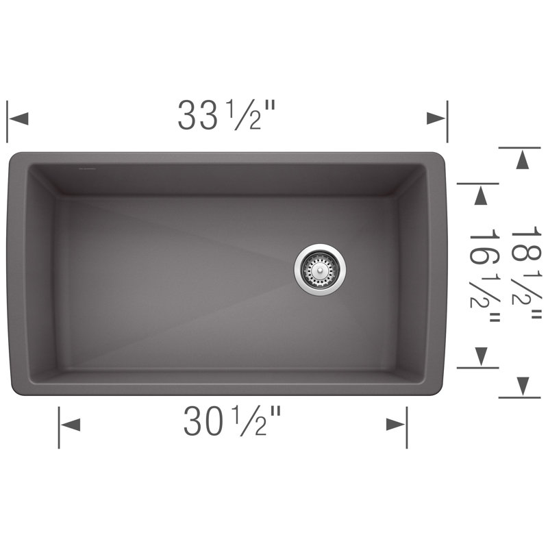 Diamond Silgranit 33" Super Single Undermount Kitchen Sink - Cinder, Cinder