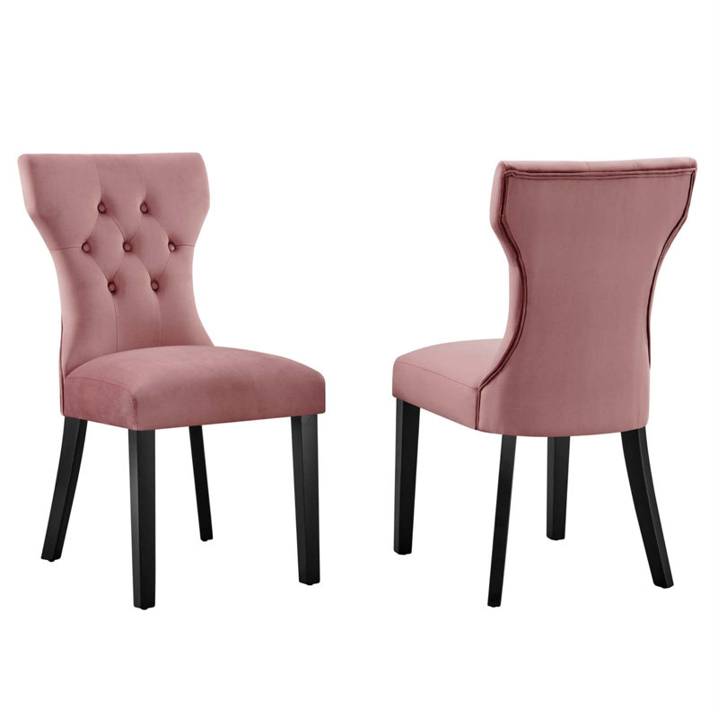 Modway Silhouette Performance Velvet Dining Chairs, Dusty Rose