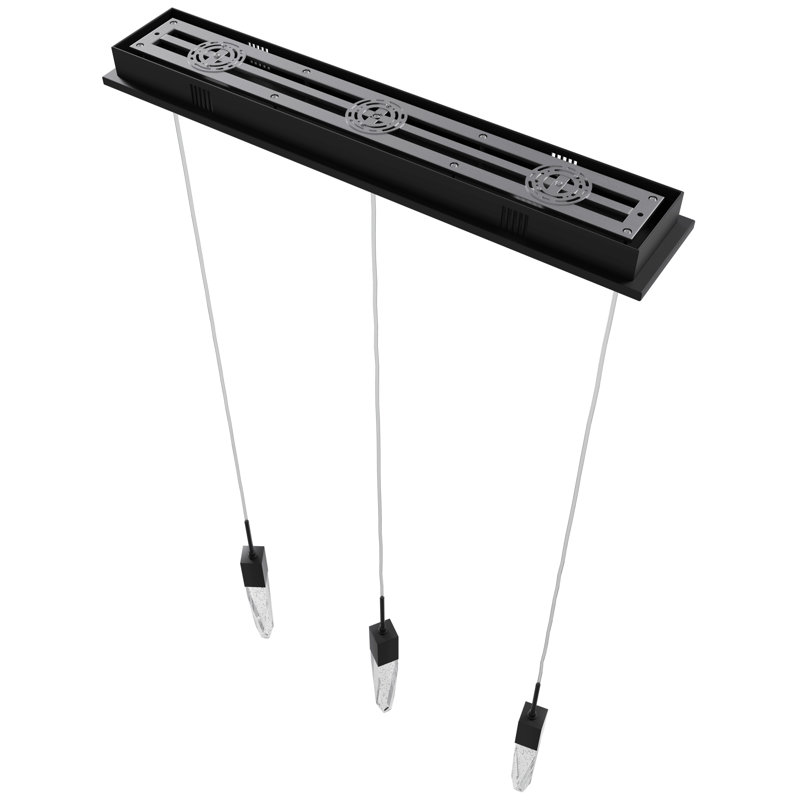 Aspen 3 - Light Pendant, Matte Black, Bubbled Hand-Carved K9