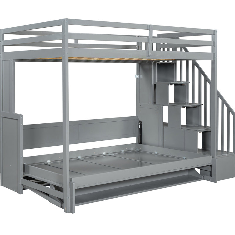 Lit double au-dessus du lit, gris - hydraulique et espace avec armoires fonctionnelles, organisez votre espace, Grey