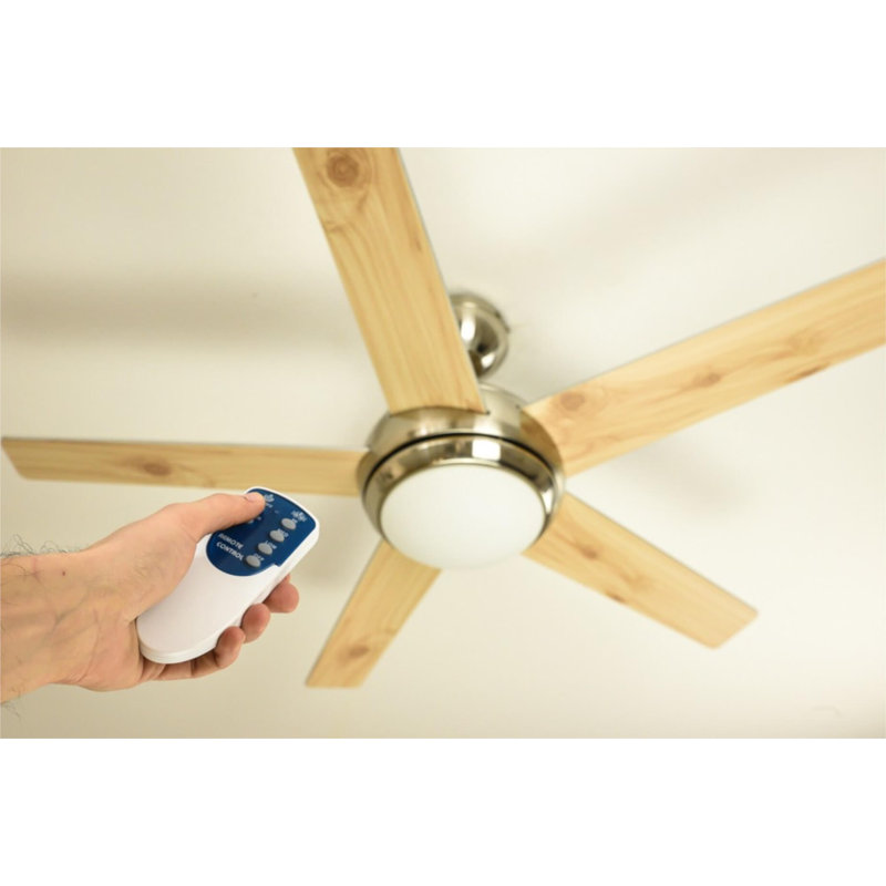 112cm Ceiling Fan with Light Kit, Satined Nickel/Silver/Pine