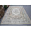 Tapis en laine Oushak tissé à la main en beige élégant parfait pour orner les espaces de salon spacieux