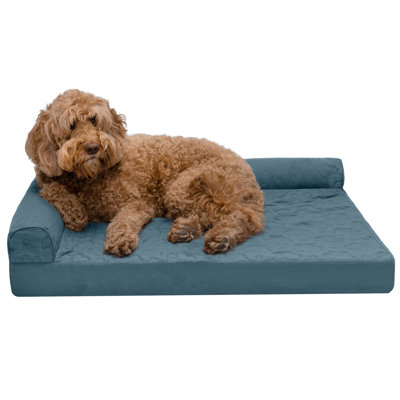 Paw-Quilted Orthopedic Chaise Lounge Bolster Pet Bed