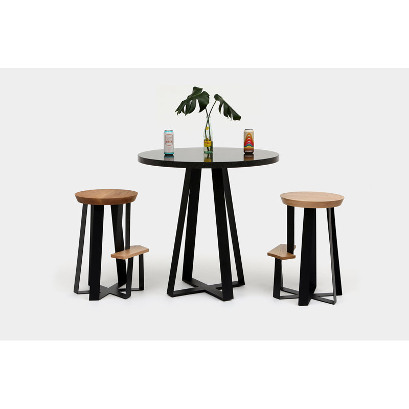 Sea Smoke Round Stone Dining Table, Belgium Black, 48" W x 48" L