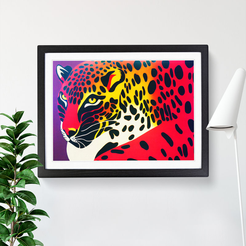 Spirited Leopard Abstract - Framed Print, Black, 34cm H x 46cm W x 2cm D