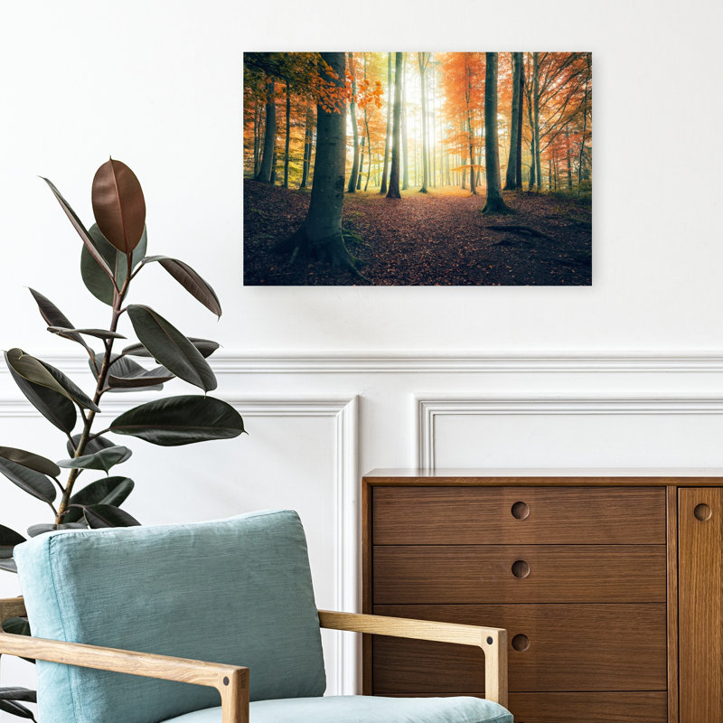 «Autumn in the Woods Abstract Contemporary Forest Landscape», reproduction d'art mural, H 16 po x l 24 po