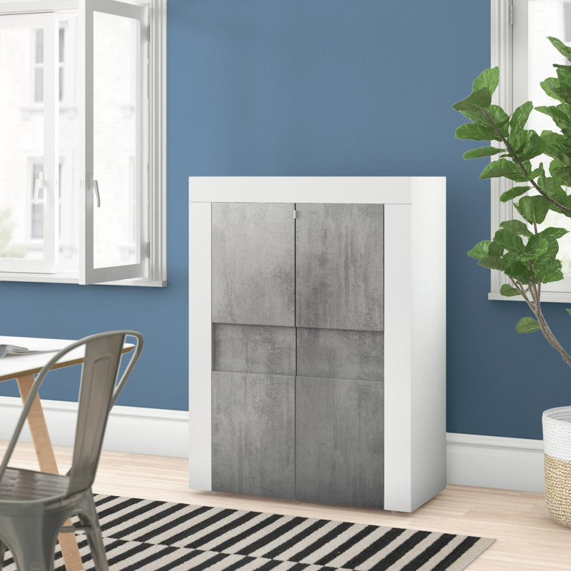 Emilee Display Cabinet, White/Cement