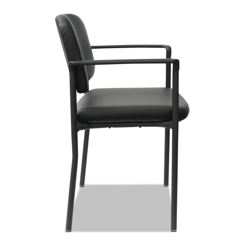 Black Faux Leather Stacking Reception Chairs with Metal Frame, Set of 2