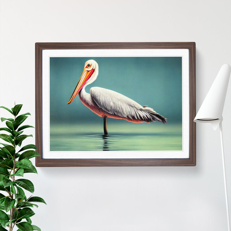 XH1022-6868X Pelican Portrait - Single Picture Frame Print, 46cm H x 64cm W x 2cm D, Walnut