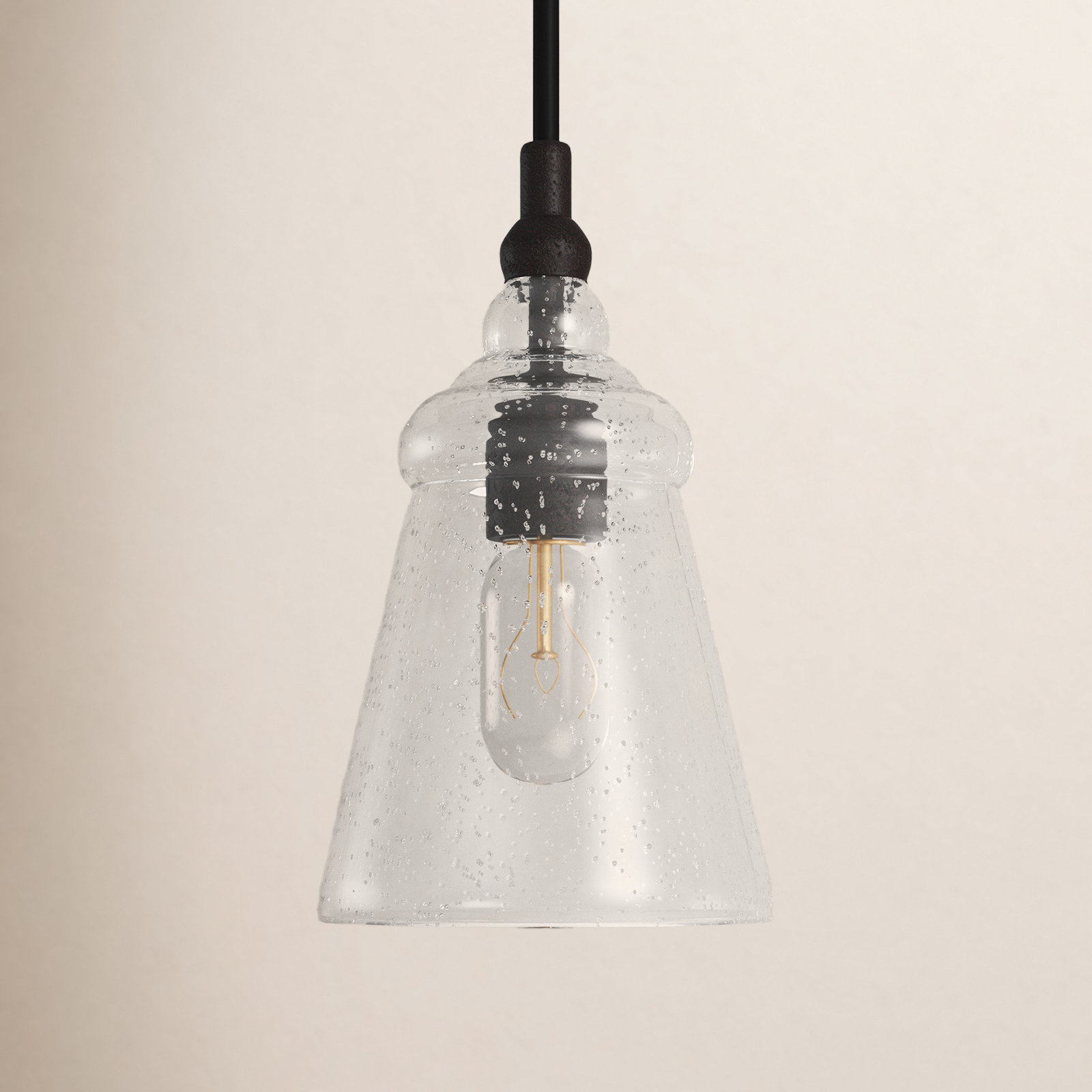 Levine Single Light Glass Steel Dimmable Pendant, Dark Weathered Iron