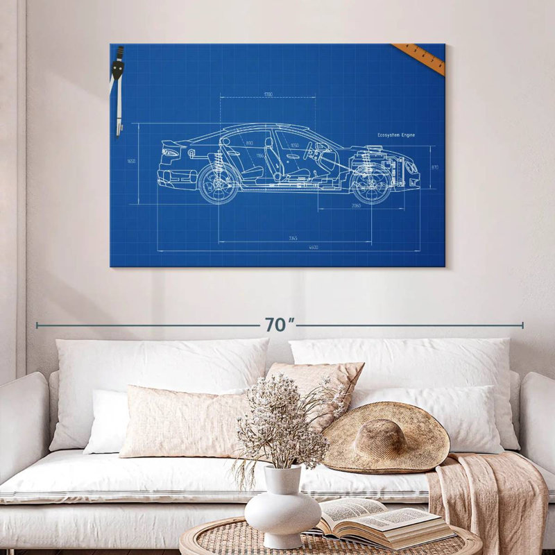 Car Blueprint, 32" H x 48" W