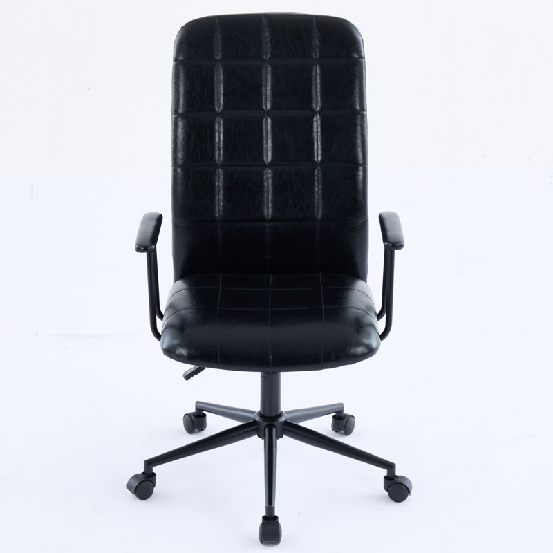 Antique High-Back Executive Office Chair with Adjustable Height & 360-Degree Swivel,PU Leather Upholstery,Armrests & Five-Star Base