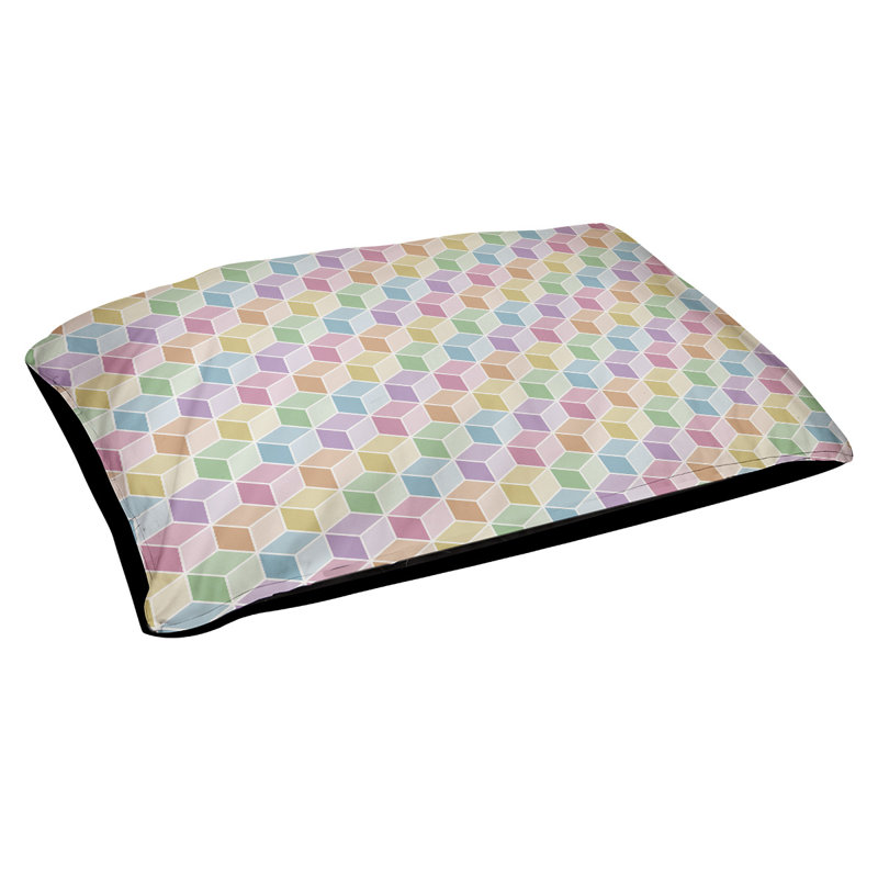 Campion Geometric Polyester Pet Bed, Large (42.5 W" x 32.5" D x 14" H), White/Yellow