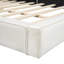 Grand lit plateforme tapissier avec tissu en velours, lit au sol avec cadre uni, beige-274636742